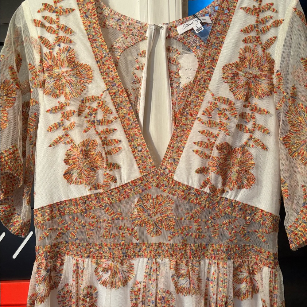 Chicwish Cream and White Puff Sleeve Sundress